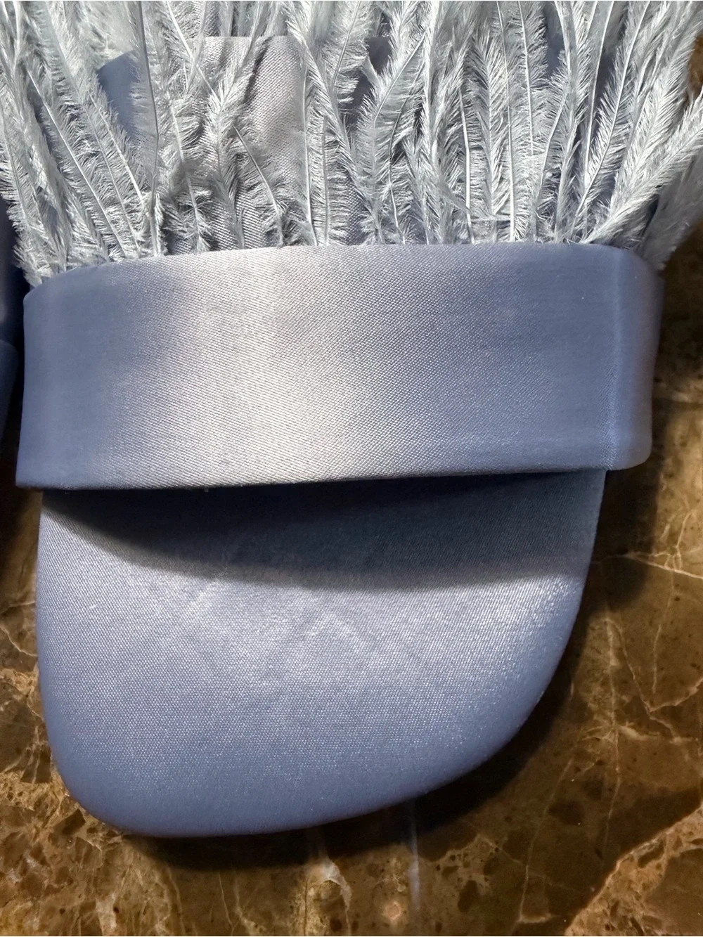 Zara Feather-Trim Satin Slides in Pale Lilac - Picture 8 of 9